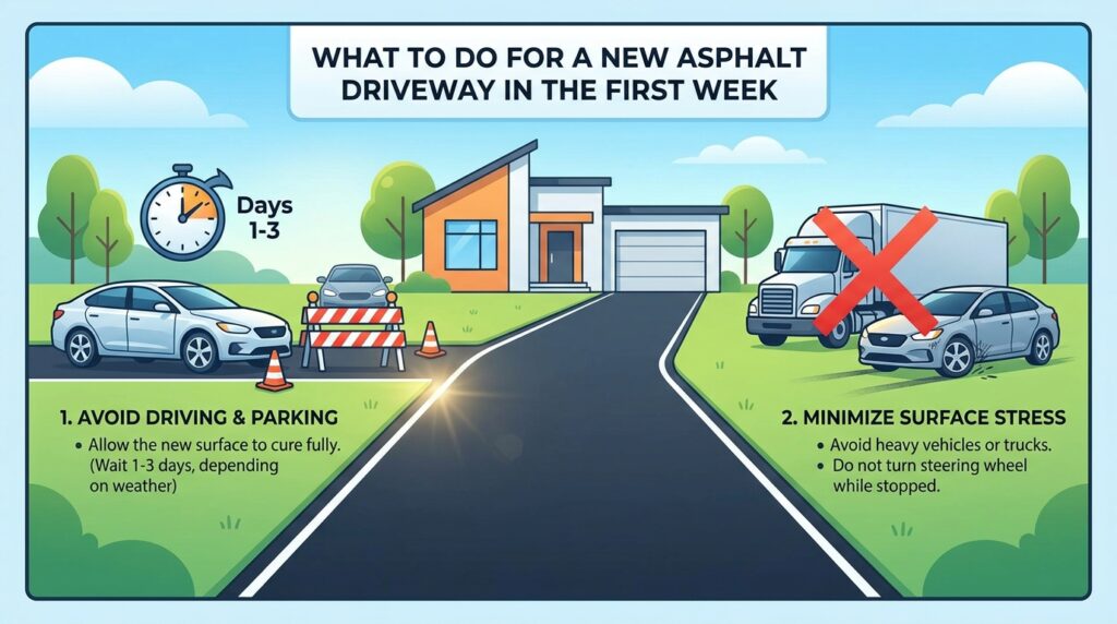 What to Do for a New Asphalt Driveway in the First Week